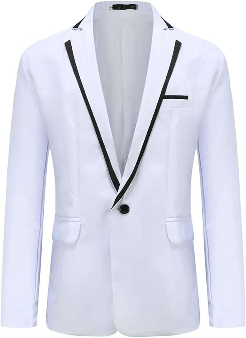 YOUTHUP Mens Slim Fit Blazer Lightweight Formal Business Suit Jacket 1 Button Smart Blazer Jacket