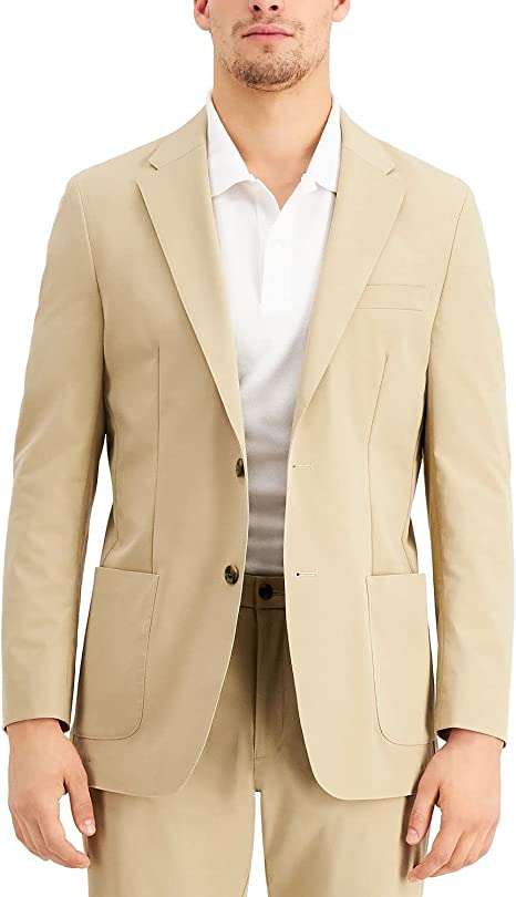 Tommy Hilfiger Mens Beige Single Breasted, Classic Fit Performance Stretch Suit Separate Blazer Jacket 40L