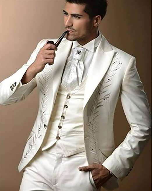 Homeilteds Blue Satin Men Suits Peak Lapel Embroidry Suits Formal Wedding Wear Evening Prom Blazer Jacket Pants Vest Made Male Suits