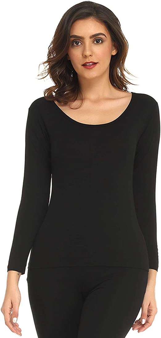 Mcilia Women's Ultrathin Modal Round Neck Long Sleeve Thermal Top/Shirt