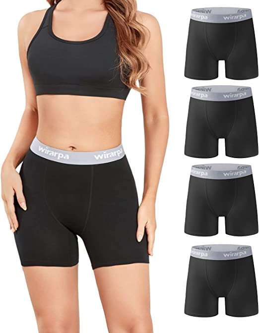 wirarpa Women's Boxer Briefs 5.5" Inseam Slip Shorts Anti Chafing Boyshort Panties for Under Dresses Leggings 4 Pack