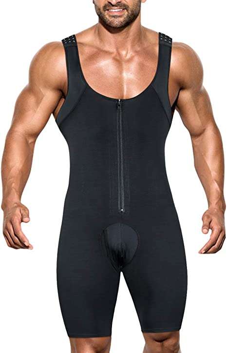 LaLaAreal Men Shapewear Full Body Shaper Compression Slimming Tummy Control Bodysuit Shorts