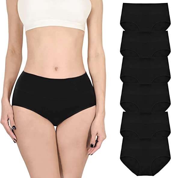 Evolyline 6 Packs Soft Cotton High Waist Knicker for Women, Stretchy & Breathable Female Underwear