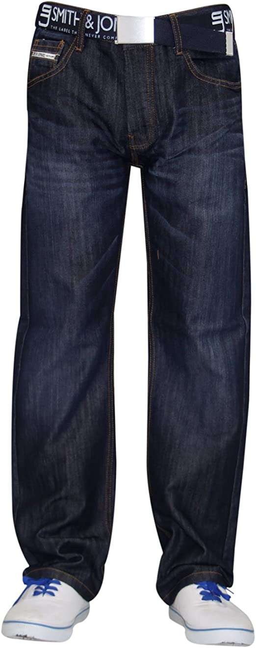 Smith and Jones Men Furio Denim with Belt Straight Cut Jeans