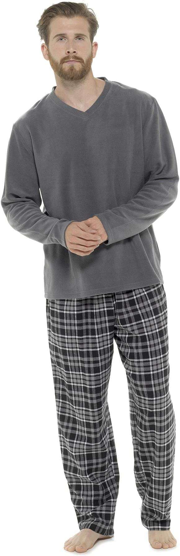 Mens Pyjamas Sets Long Sleeve Brushed Thermal Cosy/Warm Nightwear Loungewear PJs Winter Wear/Cold Nights Hospitals/Gifts/Present
