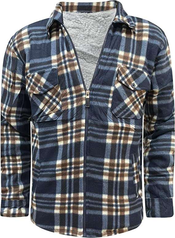 Whispering Jones London Mens Lumberjack Check Collar Padded Shirt Thick Fur Lined Hood Winter Work Shirt