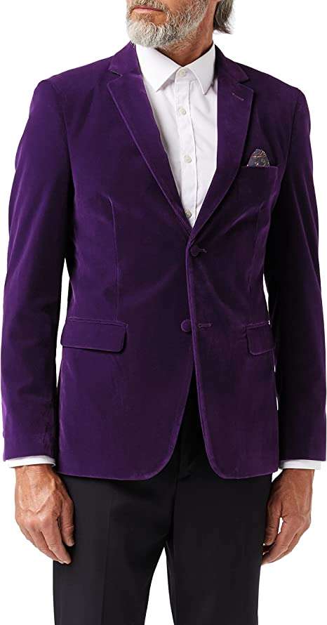 Gary – Men’s Velvet Blazer Classic Smart Casual Tailored Fit Wedding Suit Jacket