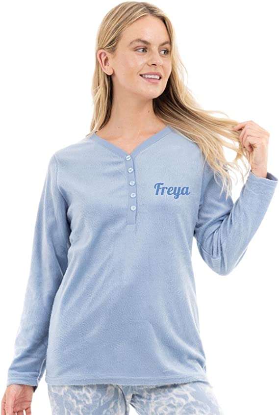 Style It Up Womens/Ladies Personalised Pyjamas Pjs Warm Cosy Soft Fleece Nightwear Lounge Wear Gift from 8-22
