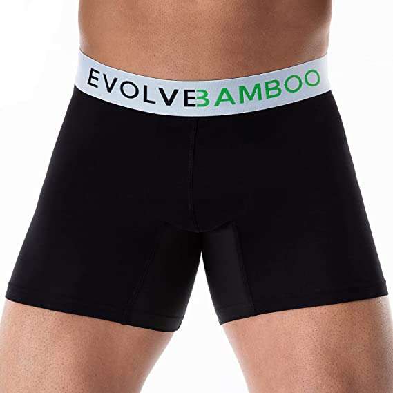 Evolve Bamboo Mens Boxers | Comfortable Bamboo Boxer Briefs | Anti chafe, Athletic Sport Underwear for Men with Cool Moisture Wicking Technology | Single Pack