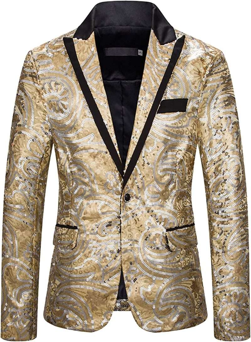 Black Blazer Men Slim Men's Casual Sequins Coat Jackets Single Button Blazers Slim Lapel Collar Pocket Suit Coat Long Sleeve Coat Suit Men's Suit Jackets And Blazers 1920'S