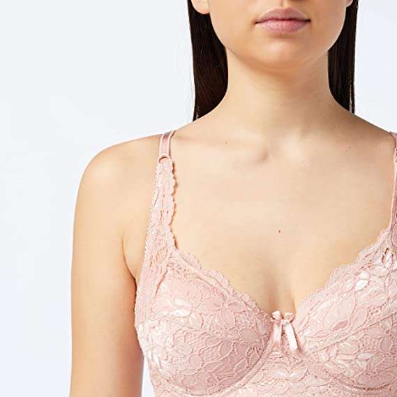 FM London Women's Padded Lace Push-up Bra