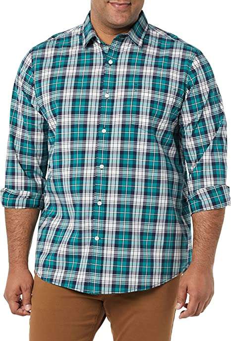 Men's Long-Sleeved Regular-Fit Stretch Poplin Shirt